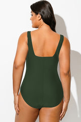 Evergreen Dusk Patchwork Push Up One Piece Swimsuit