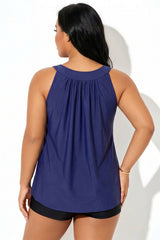 Navy Blue Loose Fit Tankini Top With Vintage Rotary Phone Dial Pattern