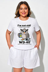 White Plus Size One Piece Swimsuit With Funny "I'm Not Old" Print