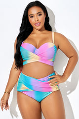 Multicolor Contrast G-Hook Closure Bikini Top