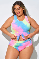 Candy Color Tie-Dye Knotted Crop Bikini Top