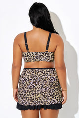 Leopard Print Cross-Front Slim Fit Bikini Top