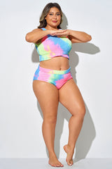 Candy Color Tie-Dye High Waist Swim Brief