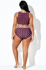 Multicolor Stripe & Check High-Waist  Brief