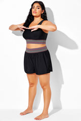 Plus Size Colorful ＆ Black Short With Pockets