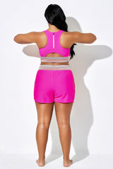 Plus Size Colorful ＆ Pink Short With Pockets