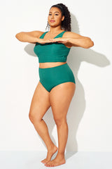 Green Comfort Fabric Women Swim Briefs