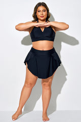 Black Bikini Skirt With Ruffled Hem