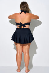 Black Bikini Skirt With Ruffled Hem