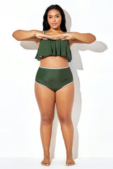 Dark Green Triangle Edge High Waist Swim Brief