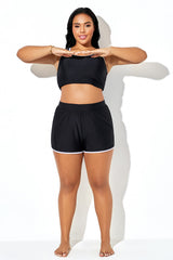 Plus Size High Waisted Slim-Fit Sporty Swim Short