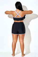 Plus Size High Waisted Slim-Fit Sporty Swim Short