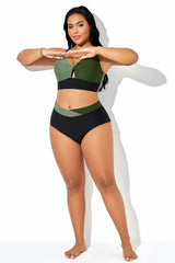 High Waist Criss Cross Trimmed Bikini Bottom