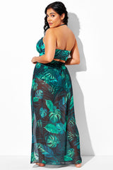 Full Length Leaf Print Sarong Cover Up