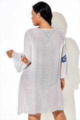 Crochet Colorful Floral Side Slit Loose Cover Up