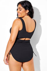 Black Front & Back Cutout One Piece Swimsuit