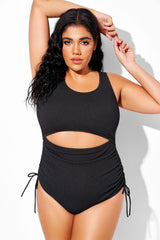 Black Front & Back Cutout One Piece Swimsuit