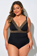 Plus Size Woven Strap One Piece Swimsuit