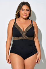 Plus Size Woven Strap One Piece Swimsuit