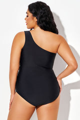 One-Shoulder Hollow Split Pleated One Piece Swimsuit