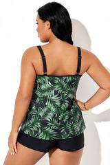 Green Palm Adjustable Strap Elegant Tankini Top