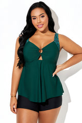 Green Leopard Print With Ring Tankini Top