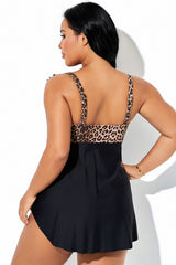 Leopard Print A-Line Hem Tankini Top