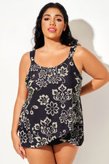 Golden Floral Embellished Strap Layered Tankini Top