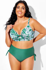 Green & Blue Floral Tie Underwire Bikini Top