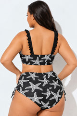 Black Starfish Print Two Piece Bikini Set