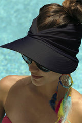 Black Empty Top Pleated Beach Sun Hat