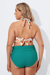 Fashion Fruit Print V-Neck Halter Bikini Set
