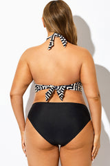 V-Neck Random Print Halter Sexy Bikini Top