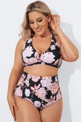 Multi Pattern Halter High Waist Bikini Set