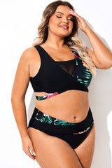 Floral Print Splice Wrap Swimsuits Bikini Top