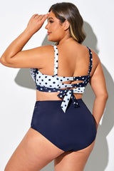 White & Blue Polka Dots Elegant Women Bikini Top
