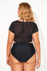 Black Sexy Women Mesh Crop Bikini Top