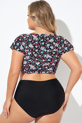 Classic Floral Print Knot Front Women Bikini Top
