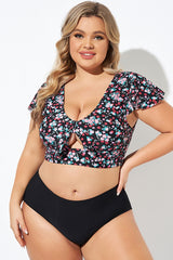 Classic Floral Print Knot Front Women Bikini Top