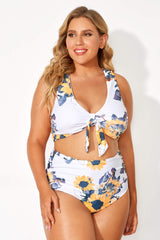 Sunflower Printed V-neck Bikini Top