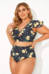 Lemon Flutter Cap Short Sleeve Bikini Top