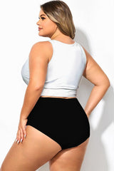 Plus Size White Knotted Crop Bikini Top