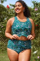 Cottage Floral Print Knotted Crop Bikini Top
