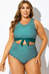 Polka Dots Check Knotted Crop Bikini Top