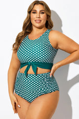 Polka Dots Check Knotted Crop Bikini Top