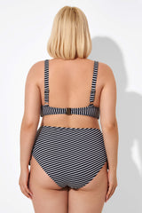 Black Stripes Knot Front Underwire Bikini Top