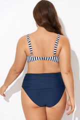 Striped Tie Front Underwire Bikini Top
