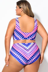 Plus Size Flattering Vibrant Stripe Bikini Top
