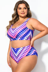 Plus Size Flattering Vibrant Stripe Bikini Top