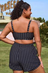 Plus Size Black & White Pinstripe Bikini Top